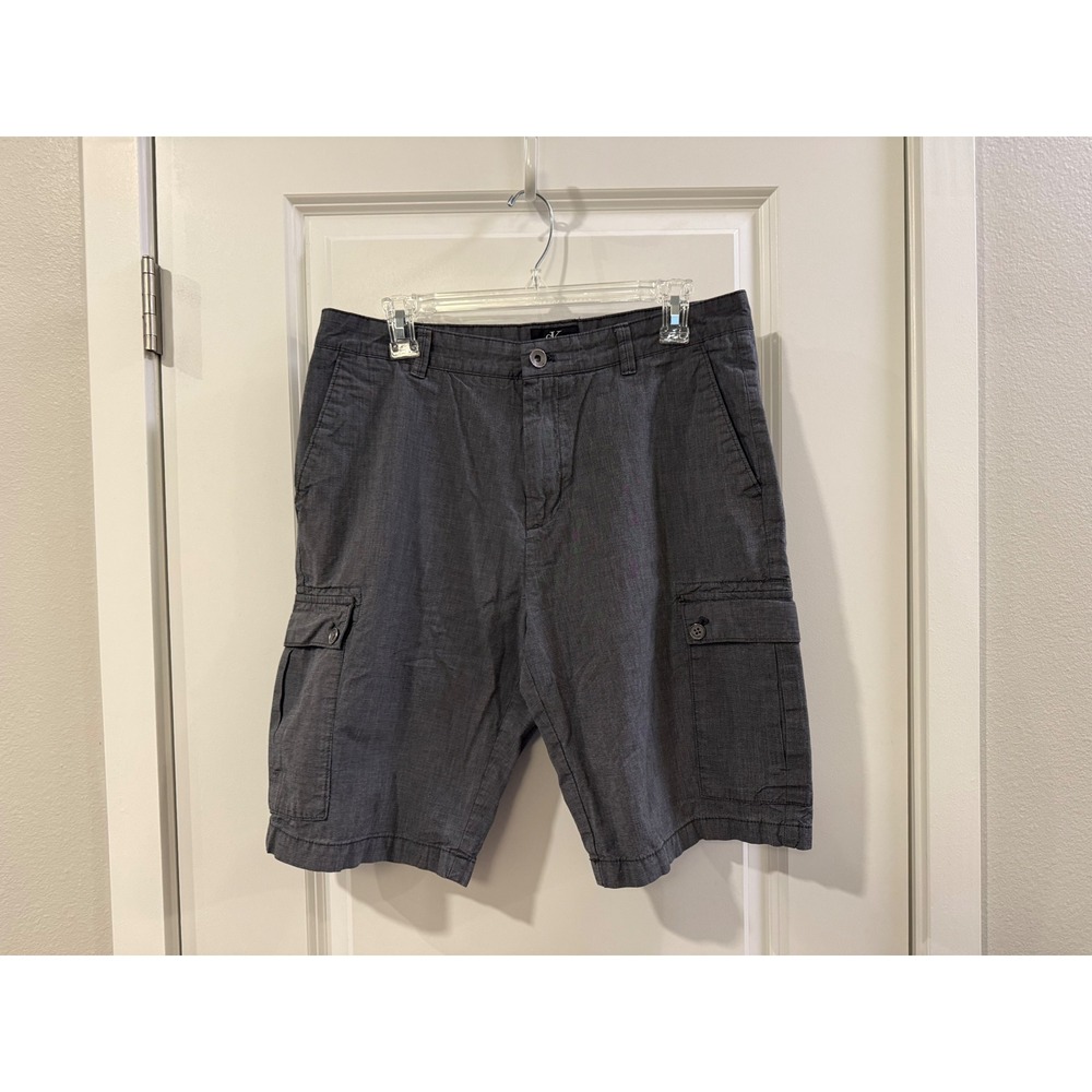 Calvin Klein Mens Blue Grey 100% Cotton Flat Front Chino Shorts Size 34 RN 36543